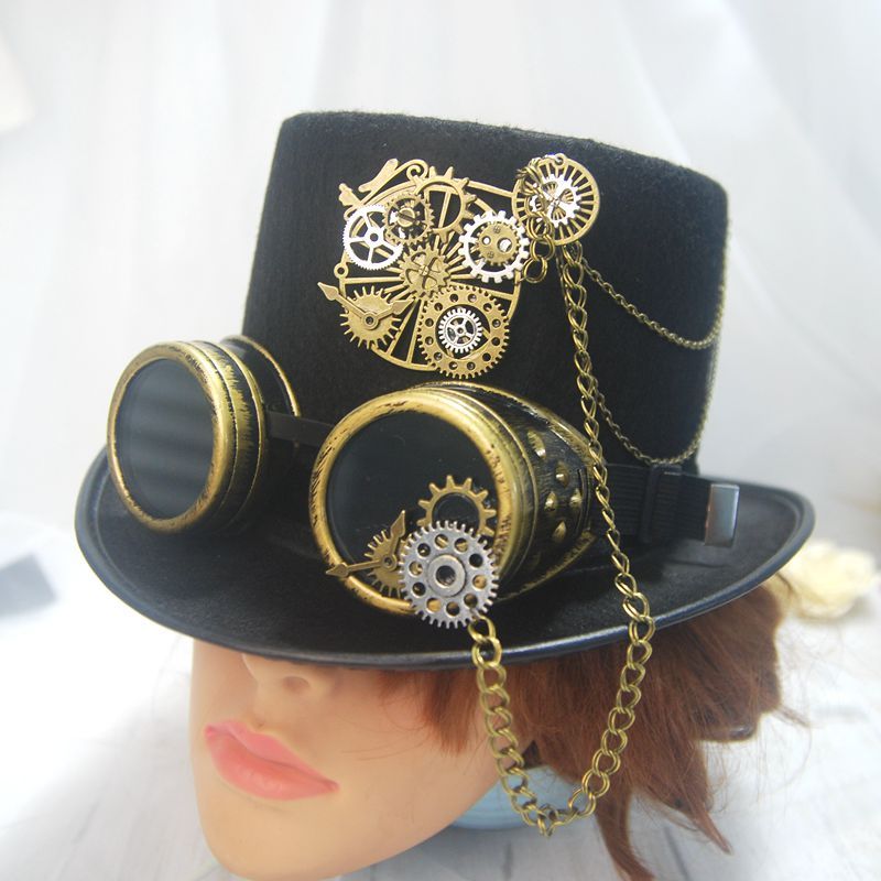 Stage performance party hat magic hat gear punk steam hat