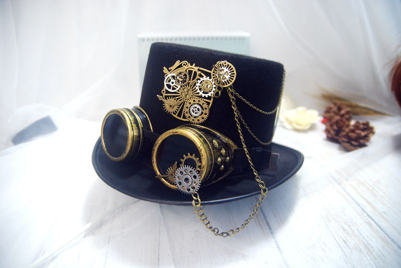 Stage performance party hat magic hat gear punk steam hat