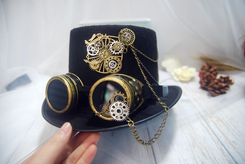 Stage performance party hat magic hat gear punk steam hat