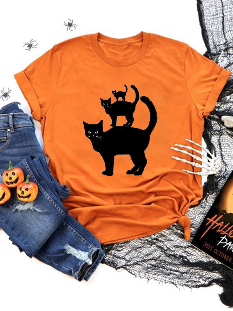 Halloween Fashion Bat Horror Short Sleeves
