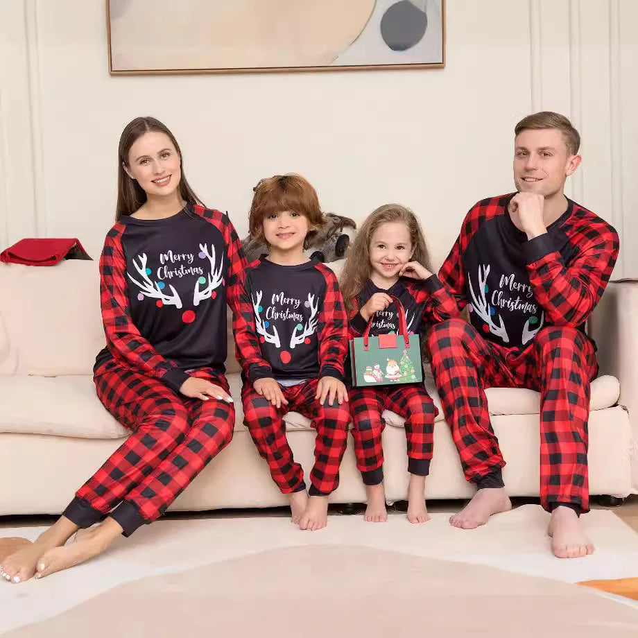 Popular Printed Sublimation Xmas Winter Warm Soft Pants Pyjamas Blank Cotton Pajamas Set Matching Christmas Pajamas for Family