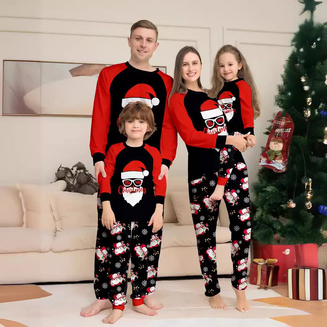 Popular Printed Sublimation Xmas Winter Warm Soft Pants Pyjamas Blank Cotton Pajamas Set Matching Christmas Pajamas for Family