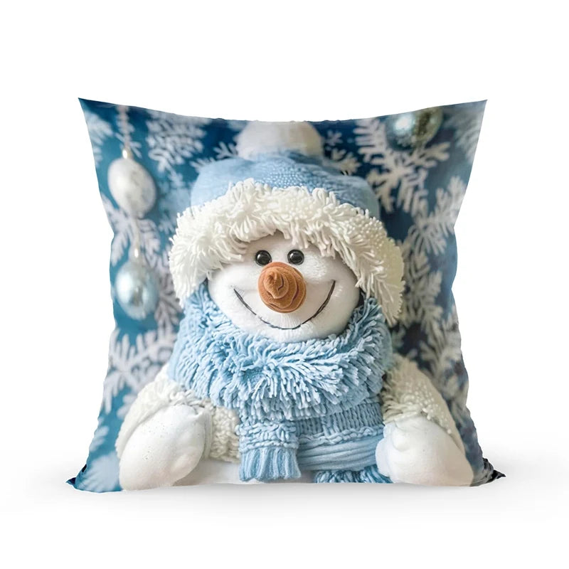 Snowman Cushion Cover Merry Christmas Decoration for Home 2025 Pendant Xmas Pillow Case Ornaments Navidad Natal New Year Gifts