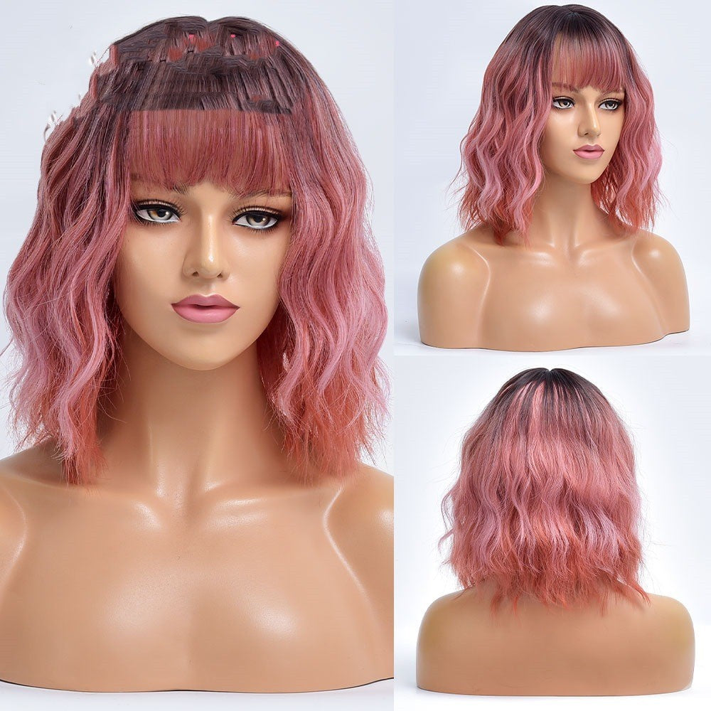 Women's Short Curly Hair Gradient Color