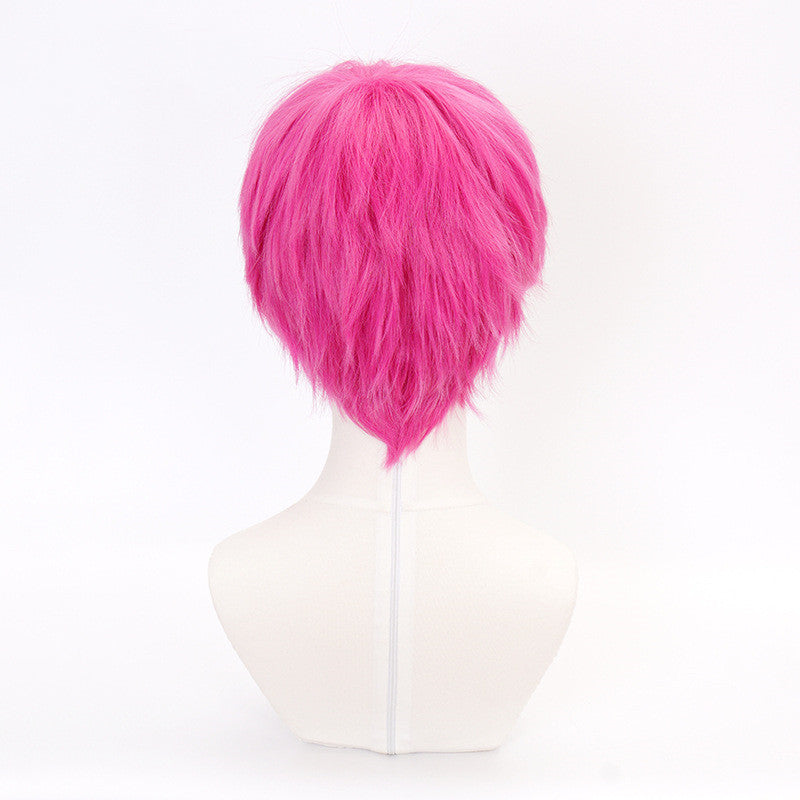 Rose Red Universal Short Hair Wig Set