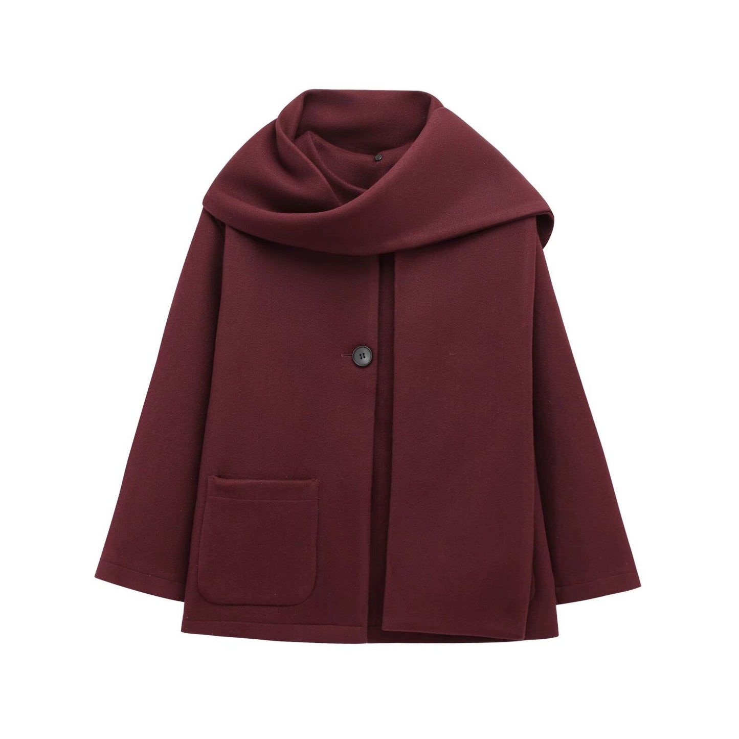 Women's French Style Design Blended Scarf Coat Coat