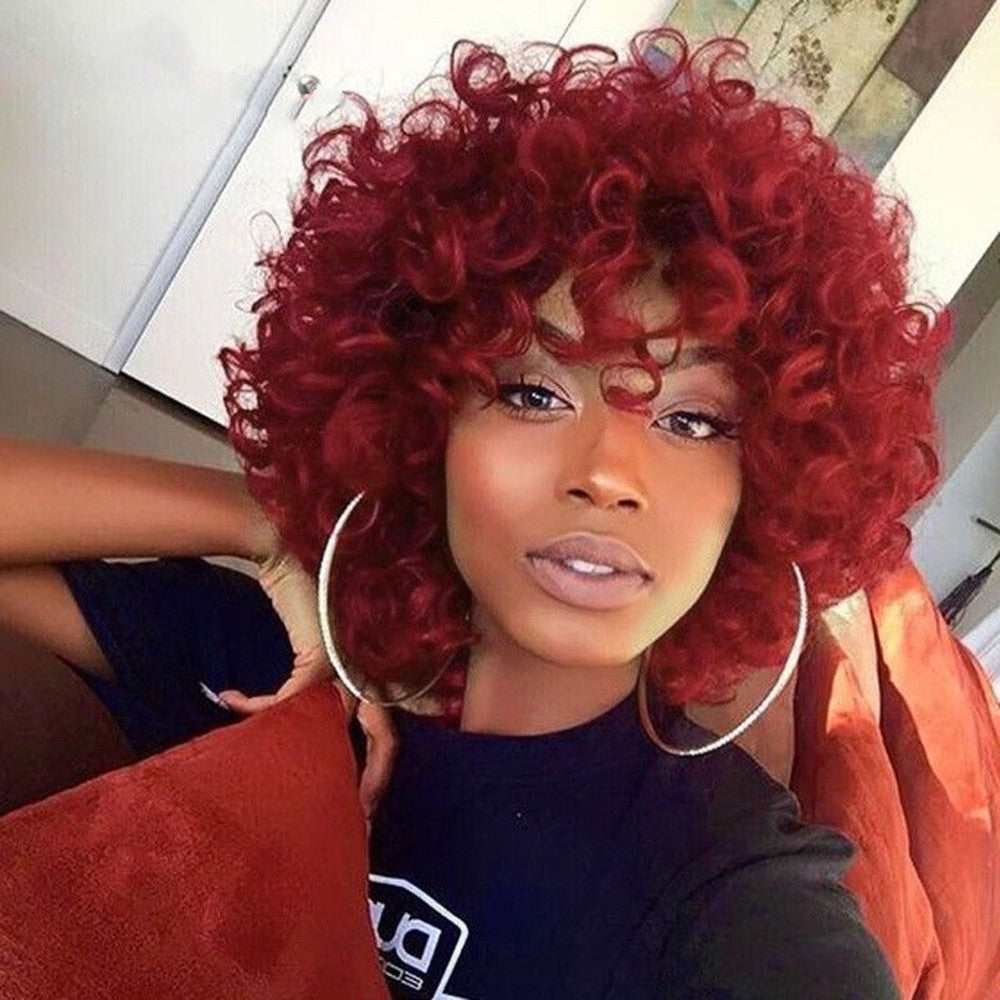 Wig female short curly hair headgear