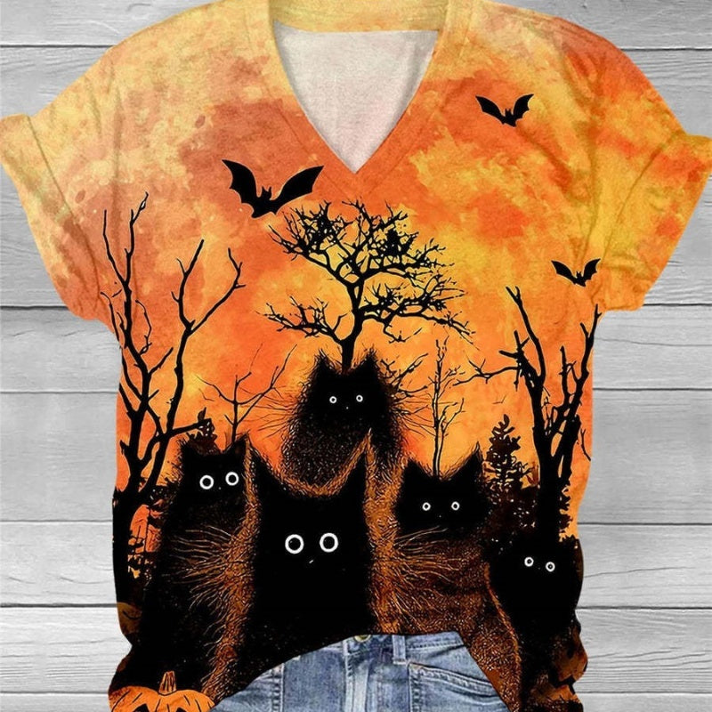 New Halloween Printed Round Neck Collar Short Sleeve T-shirt