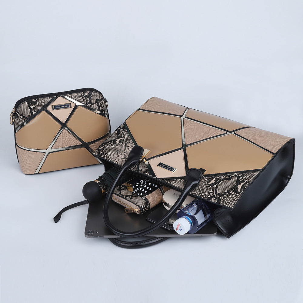 Women's Fashion Trend Splicing One Shoulder Diagonal Bag