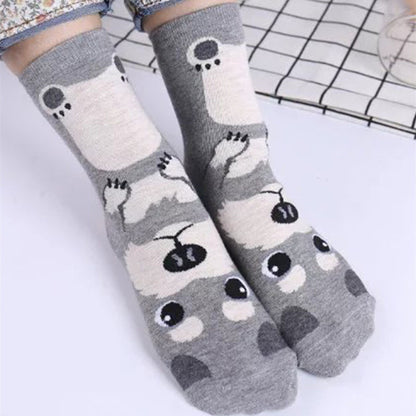 Women's Fashion Cartoon Animal Pattern Mid Tube Socks