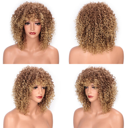 Wig female short curly hair headgear