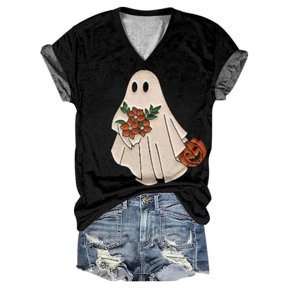 New Halloween Printed Round Neck Collar Short Sleeve T-shirt