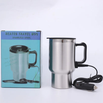 12V Car Heating Cup Double Layer Stainless Steel Insulation Electric Kettle Coffee Mug for Car Accessories