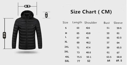 Men's parka Winter Warm USB Heating Jackets Smart Thermostat Pure Color Hooded Heated Clothing male bobojaco Warm padded jacket