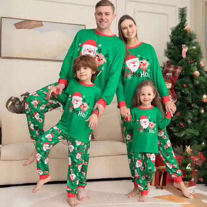 Hot Sales Christmas Pajamas Printed Xmas Family Matching Outfits Two Pieces Sleepwear Sets Christmas Family Pajamas Sets