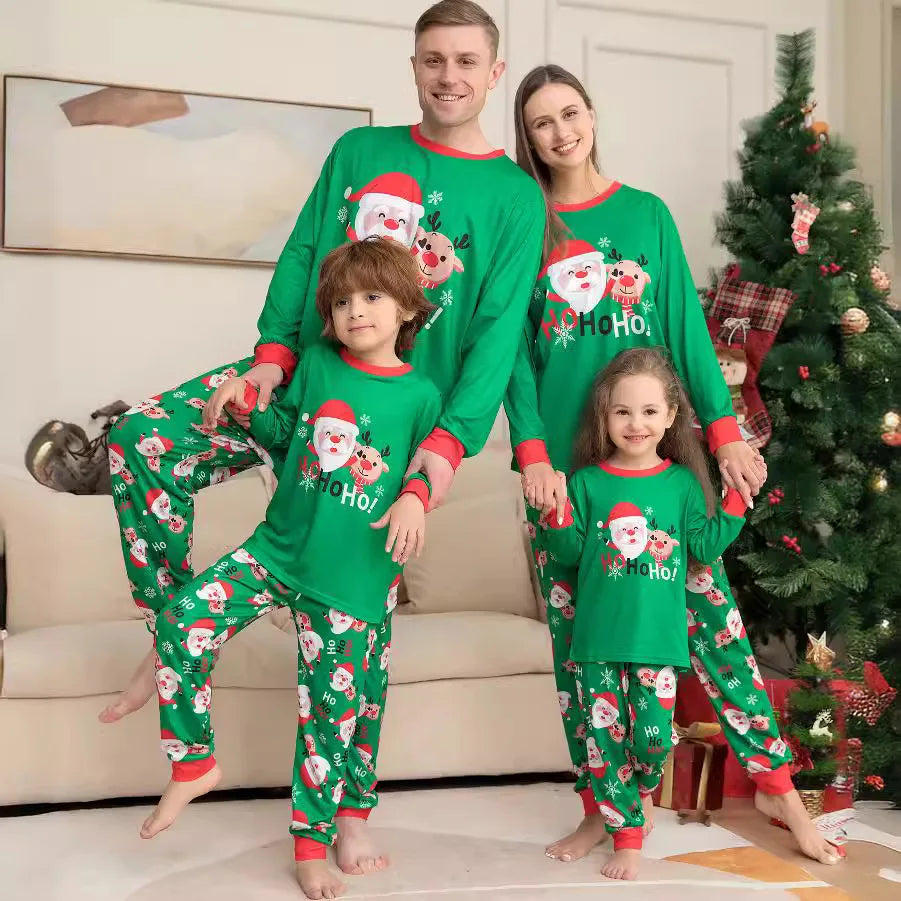 Hot Sales Christmas Pajamas Printed Xmas Family Matching Outfits Two Pieces Sleepwear Sets Christmas Family Pajamas Sets