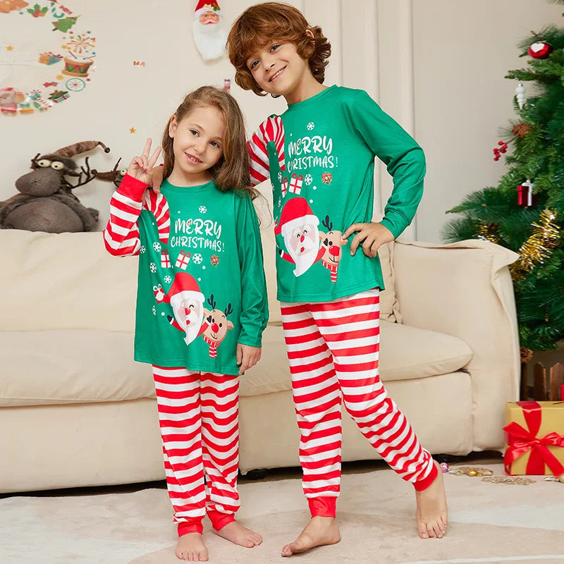 Popular Printed Sublimation Xmas Winter Warm Soft Pants Pyjamas Blank Cotton Pajamas Set Matching Christmas Pajamas for Family
