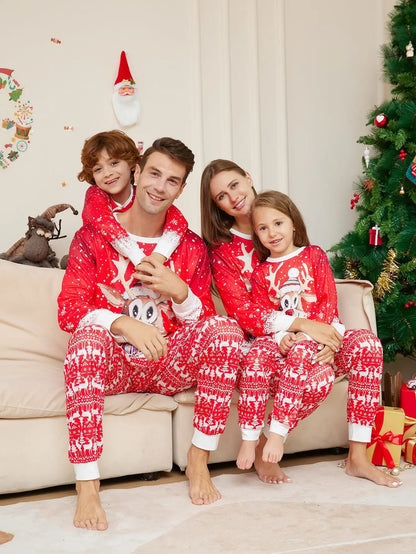 Hot Sales Christmas Pajamas Printed Xmas Family Matching Outfits Two Pieces Sleepwear Sets Christmas Family Pajamas Sets