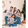 Christmas Matching Family Pajamas 2023 Blue Deer Checkered Christmas Pajamas