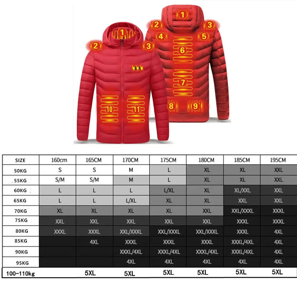 Men's parka Winter Warm USB Heating Jackets Smart Thermostat Pure Color Hooded Heated Clothing male bobojaco Warm padded jacket