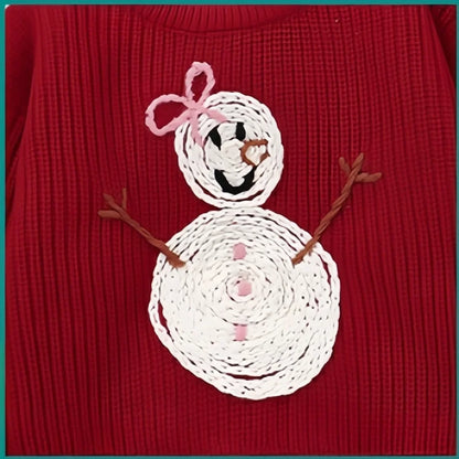 Toddler Kids Clothes Christmas Sweater for Girls Hand Embroidered Snowman Pattern Knit Top 3-6Y Kids Boys Festive Winter Outfit