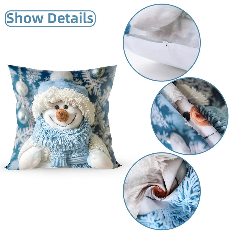 Snowman Cushion Cover Merry Christmas Decoration for Home 2025 Pendant Xmas Pillow Case Ornaments Navidad Natal New Year Gifts