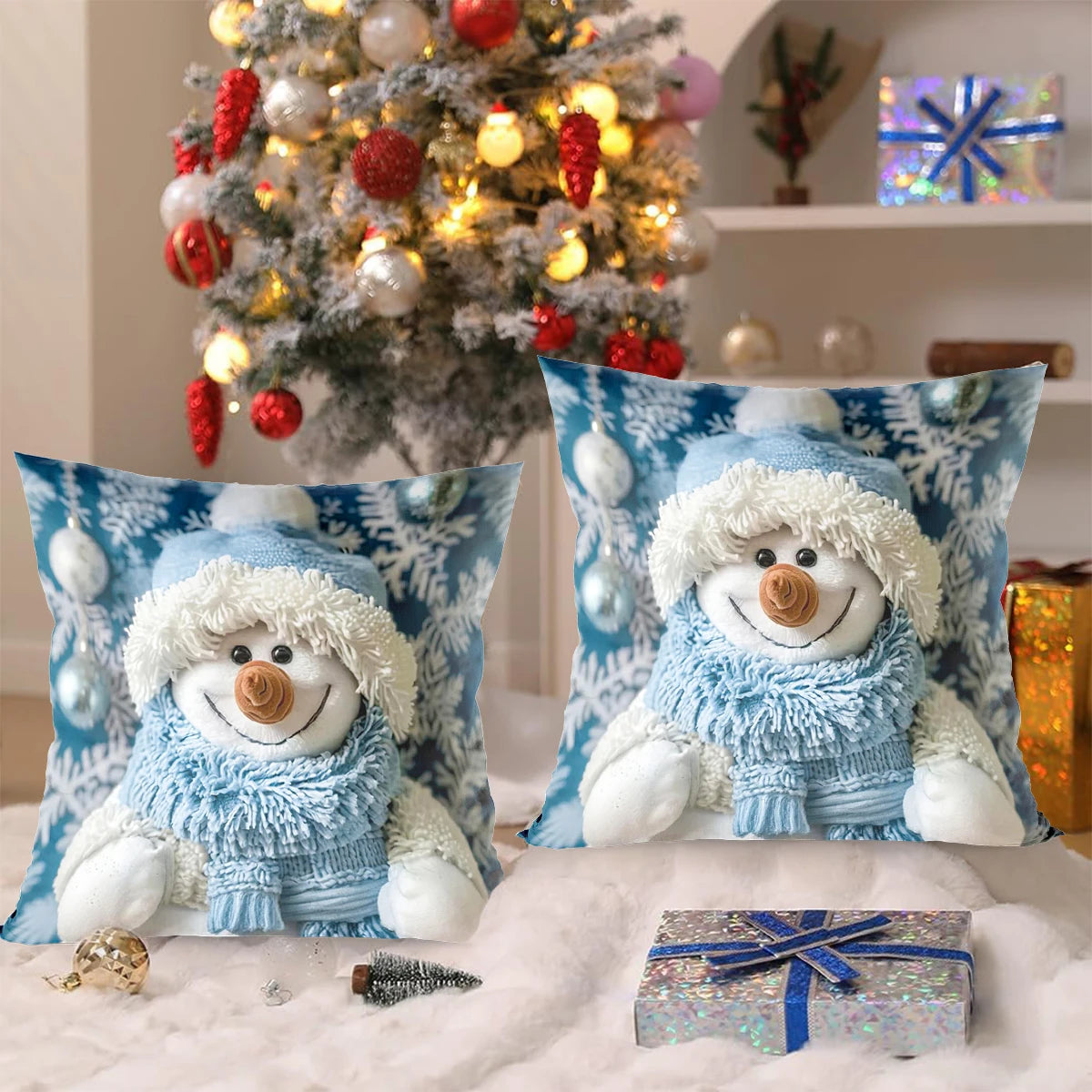 Snowman Cushion Cover Merry Christmas Decoration for Home 2025 Pendant Xmas Pillow Case Ornaments Navidad Natal New Year Gifts
