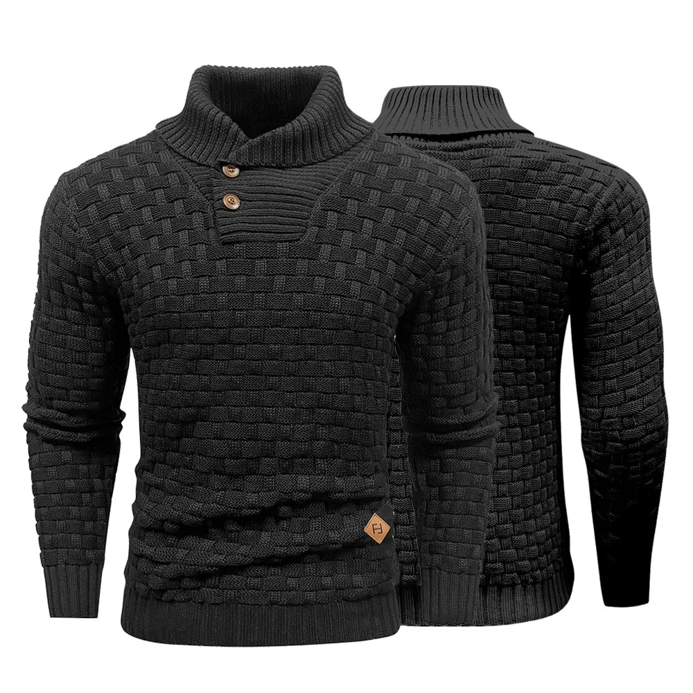 Men’s Knitted Sweater Casual Crew Neck Warm Long Sleeve Comfortable Pullover Textured Ribbed Edge High Quality Top US Size