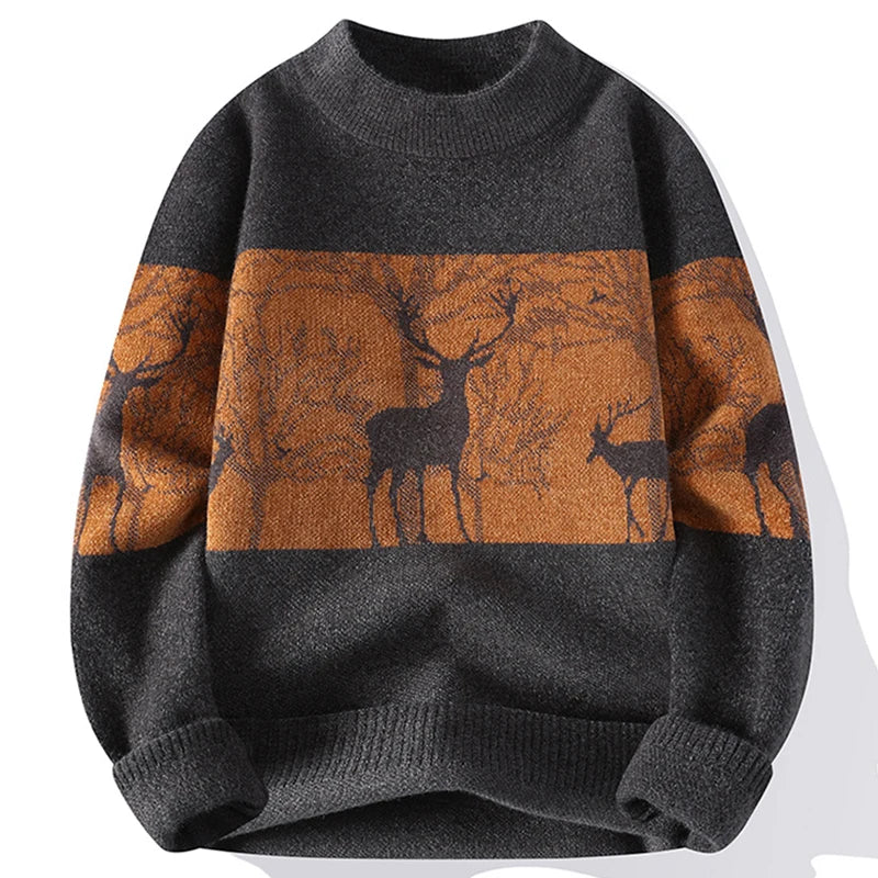 Christmas Sweaters Mens Fall Winter Casual O Neck Long Sleeve Knitted Jumpers Men Clothing Knitting Slim Fit Sweater Streetwear