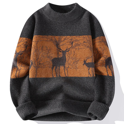 Christmas Sweaters Mens Fall Winter Casual O Neck Long Sleeve Knitted Jumpers Men Clothing Knitting Slim Fit Sweater Streetwear