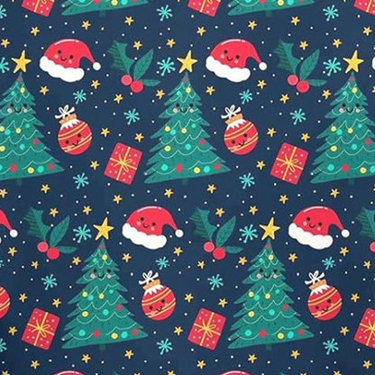 Women Christmas Pajamas Set, Santa Claus Tree Print Short Sleeve Button Closure Shirt with Shorts Sleepwear Loungewear