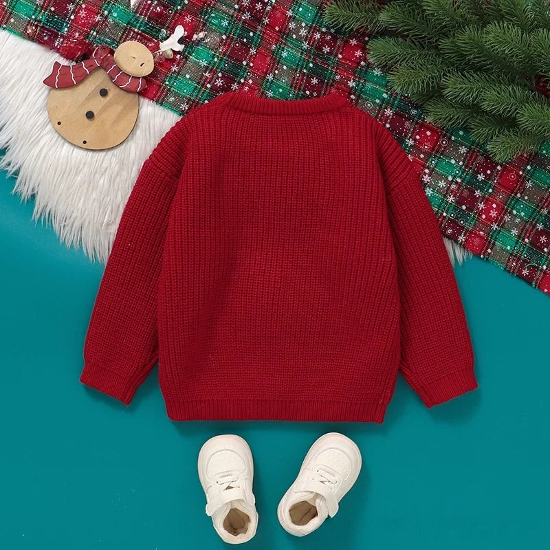 Toddler Kids Clothes Christmas Sweater for Girls Hand Embroidered Snowman Pattern Knit Top 3-6Y Kids Boys Festive Winter Outfit