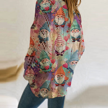 New Santa Claus Snowman Print Sweater Women O Neck Long Sleeve Christmas Sweaters For Women Fashion Hollow Out Knitted Jumper