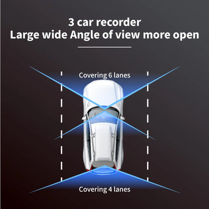 3Lens Car Dvr HD 1080P Dash Cam Front Inside Rear Wide Angle Night Vision G-sensor Loop Recording Camera Vehicle Accessories