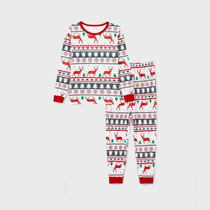 Family Christmas Pajamas Full Body Reindeer Print Long Sleeve Matching Sleepwear Set