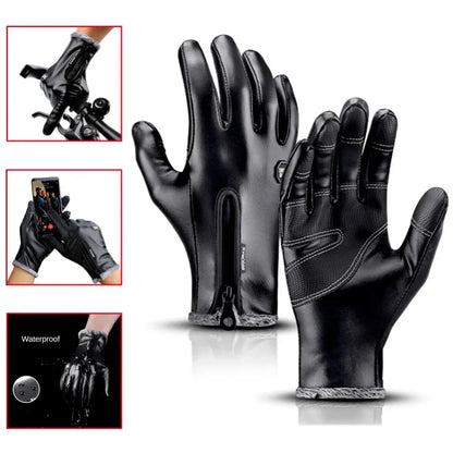 Winter Gloves Leather Thermal Windproof Waterproof  Warmer Driving Skiing Gloves Touch Screen Gloves for Men Women