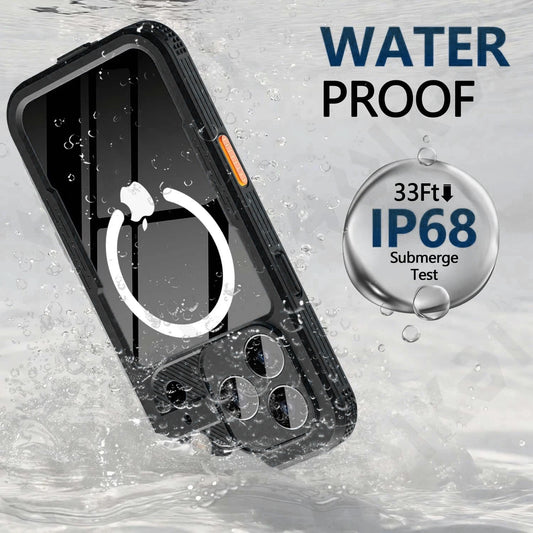 Case For iPhone 17 16 Pro Max Plus Air Waterproof MagSafe Shockproof with Screen Protector and Magnetic IP68 Protective Cover