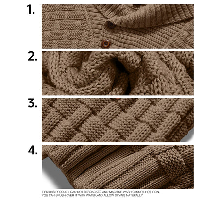 Men’s Knitted Sweater Casual Crew Neck Warm Long Sleeve Comfortable Pullover Textured Ribbed Edge High Quality Top US Size