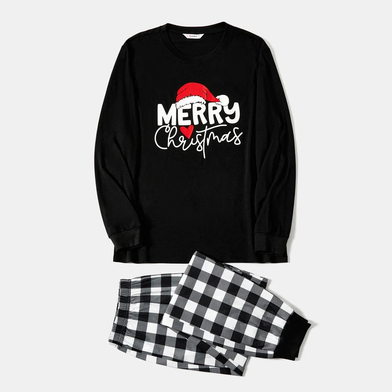 PatPat Family Matching Christmas Letter Print Long Sleeve Pajama Set For Family Xmas Party Cozy Sleepwear