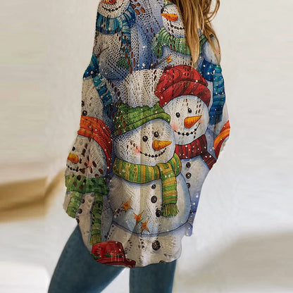 New Santa Claus Snowman Print Sweater Women O Neck Long Sleeve Christmas Sweaters For Women Fashion Hollow Out Knitted Jumper