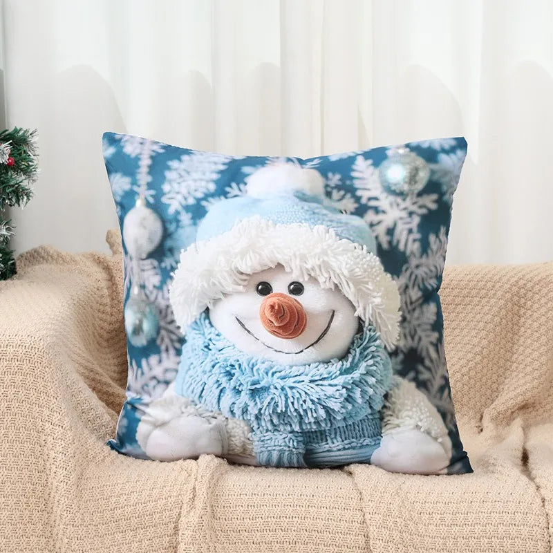 Snowman Cushion Cover Merry Christmas Decoration for Home 2025 Pendant Xmas Pillow Case Ornaments Navidad Natal New Year Gifts