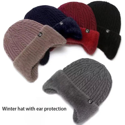 Knitted Hat Winter Elderly Hat for Women Winter Mom Warm Hat for Men Ear Protection Middle-Aged and Elderly