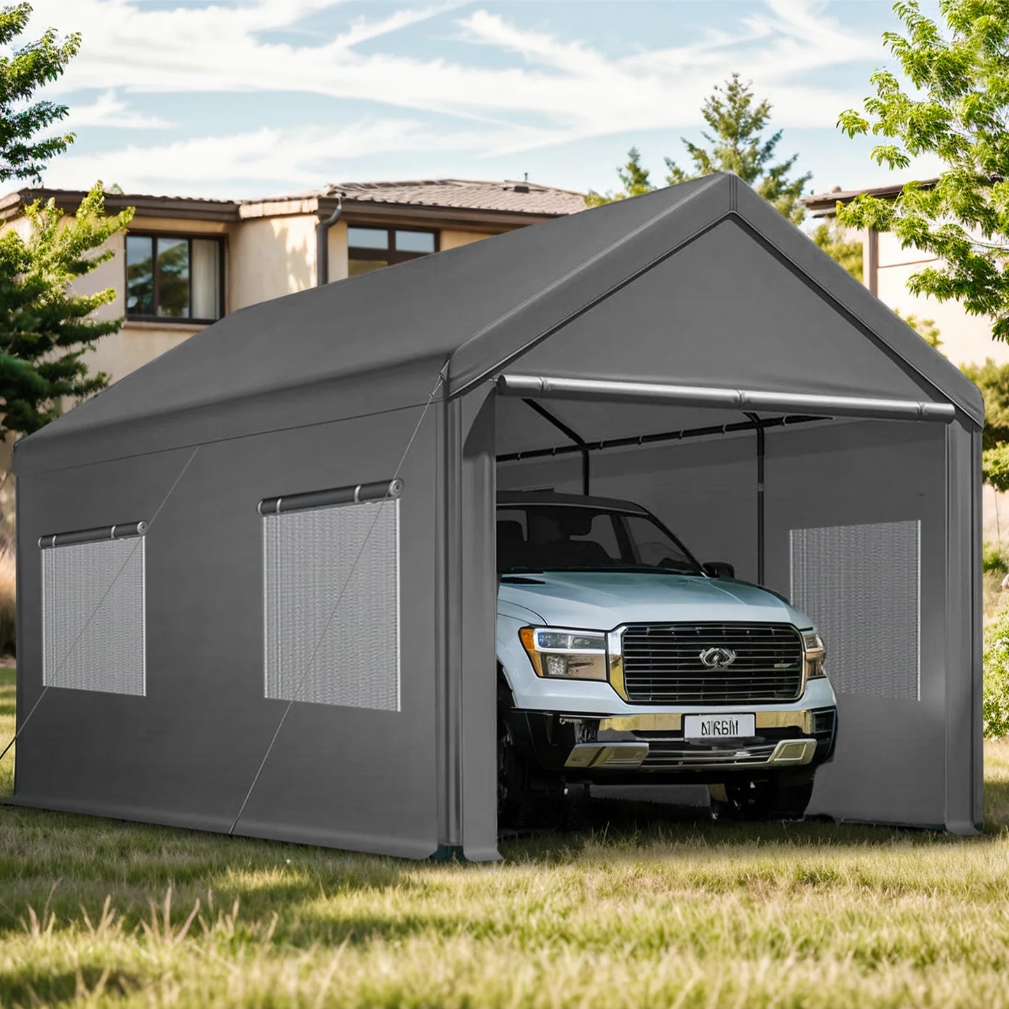 Grezone 10 x 20 ft Outdoor Canopy Carport Portable Car Tent Garage