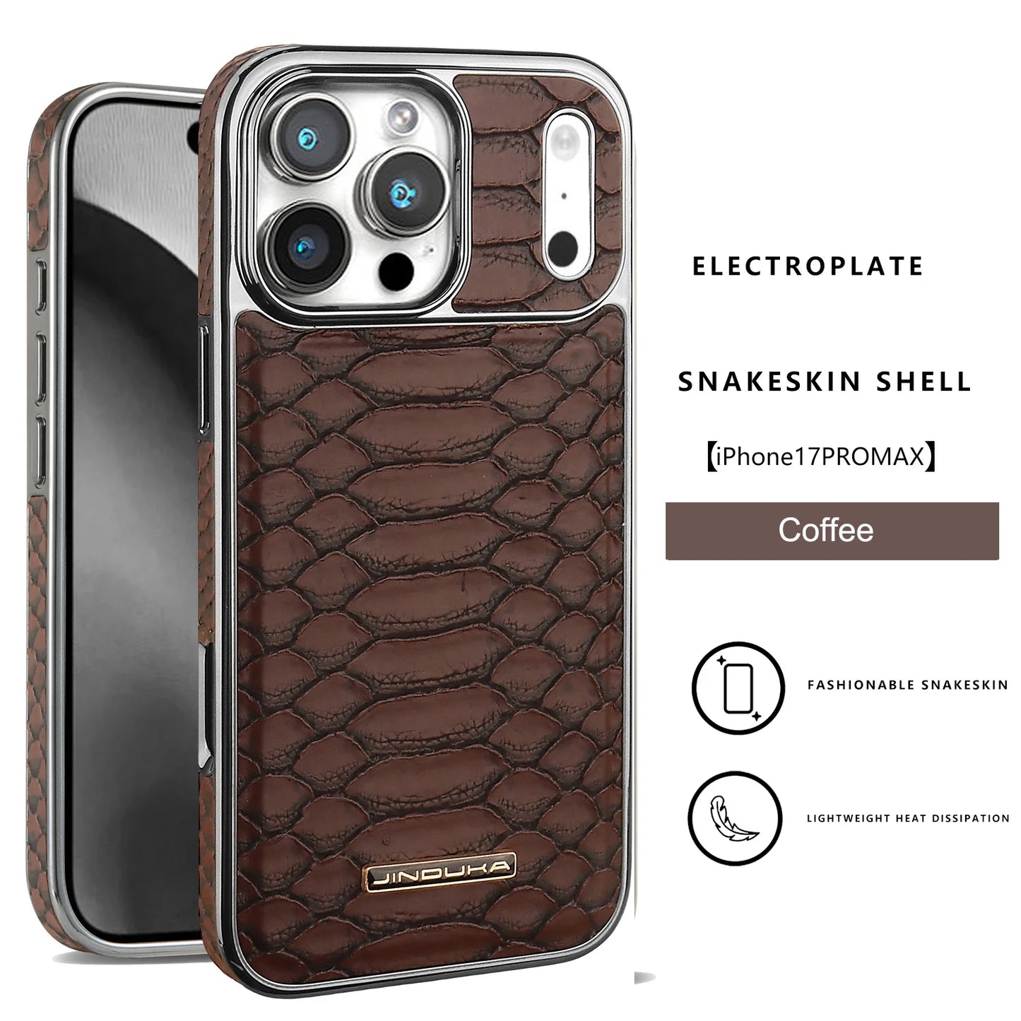 Luxury Fashion Snake-Patterned Leather Phone Case For iPhone 17 16 15 14 13 12 Pro Max 17Air  Inner Shell With Flannel Lining