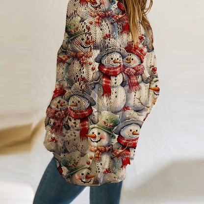 New Santa Claus Snowman Print Sweater Women O Neck Long Sleeve Christmas Sweaters For Women Fashion Hollow Out Knitted Jumper