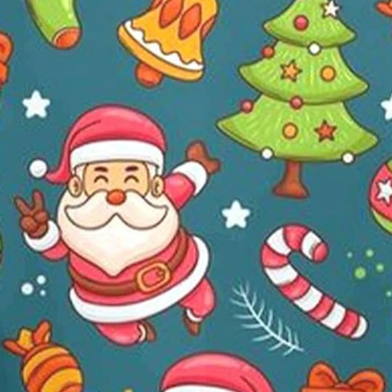 Women Christmas Pajamas Set, Santa Claus Tree Print Short Sleeve Button Closure Shirt with Shorts Sleepwear Loungewear