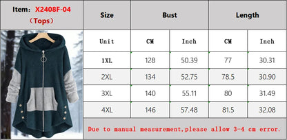 Plus Size Warm Contrasting Sweater Set On Sale Clearance Hooded Zip-Up Package Cardigan Drawstring Long Pants With Elastic Cuffs