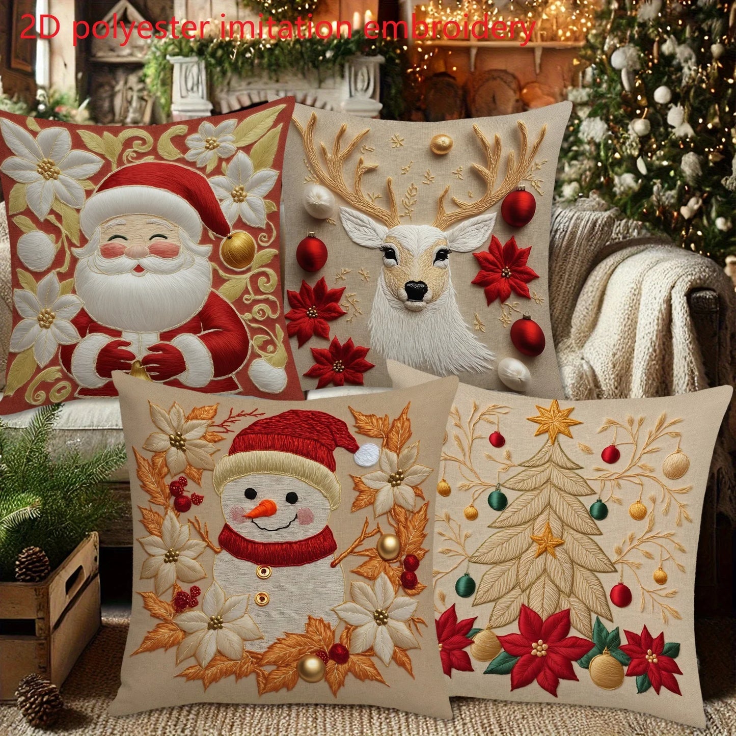 2D Christmas Pillow Cover