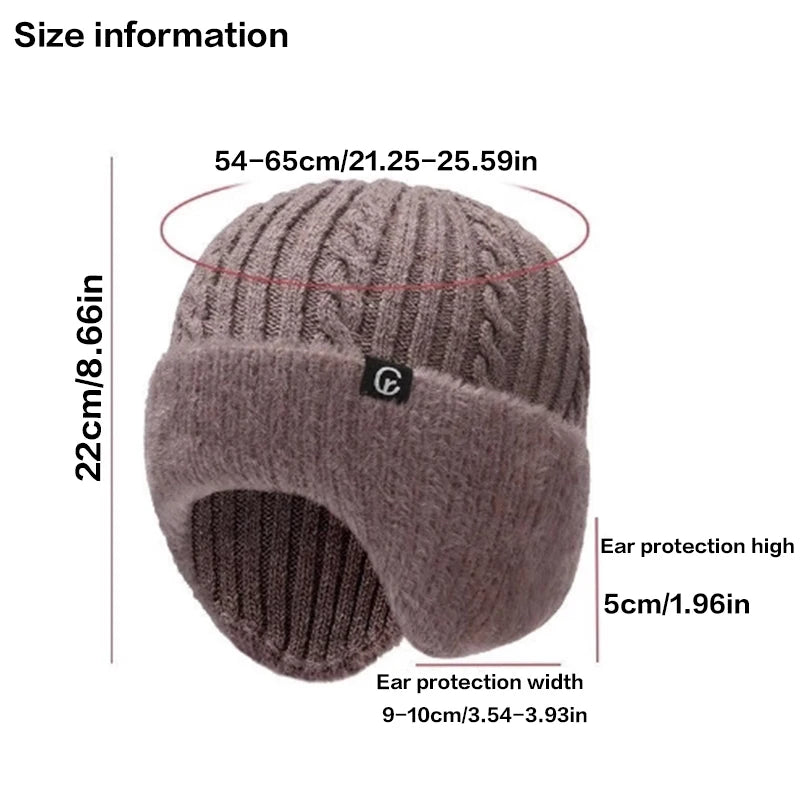 Knitted Hat Winter Elderly Hat for Women Winter Mom Warm Hat for Men Ear Protection Middle-Aged and Elderly