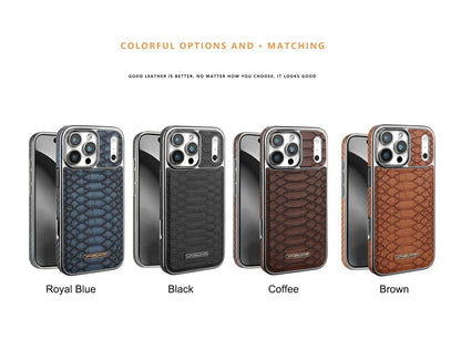 Luxury Fashion Snake-Patterned Leather Phone Case For iPhone 17 16 15 14 13 12 Pro Max 17Air  Inner Shell With Flannel Lining